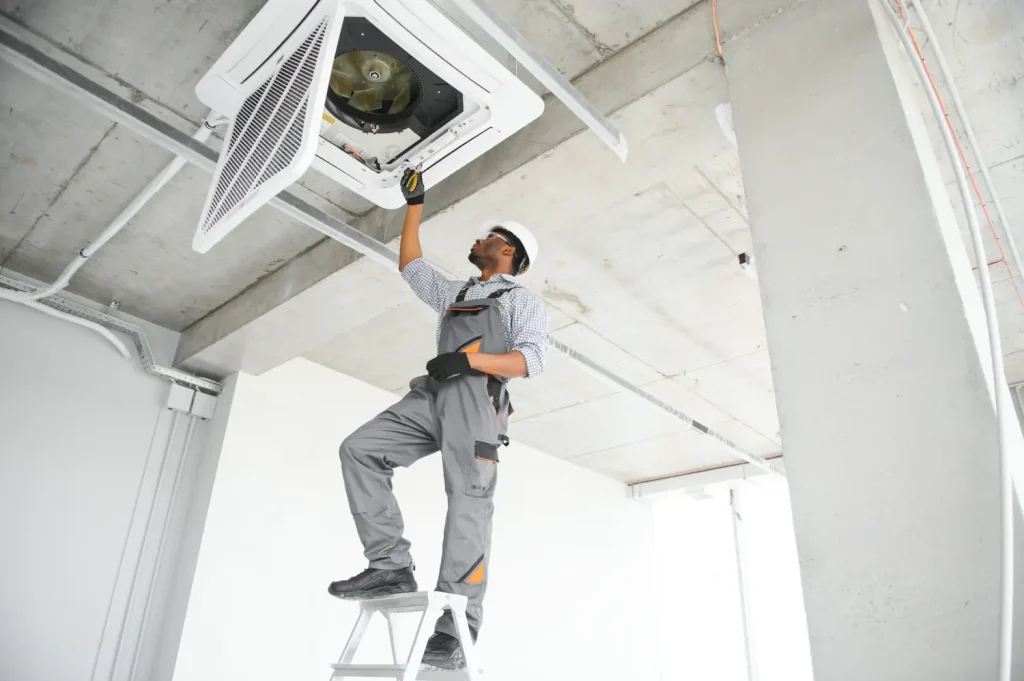Energy-efficient HVAC system reducing energy costs and improving air quality in a modern home.