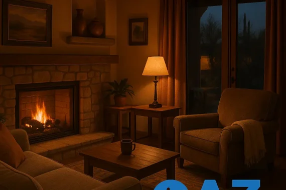 Technician performing heating maintenance on a furnace system in a cozy home.